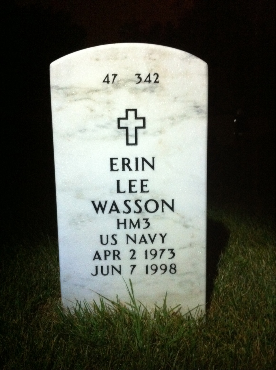 Back of headstone — Erin Wasson