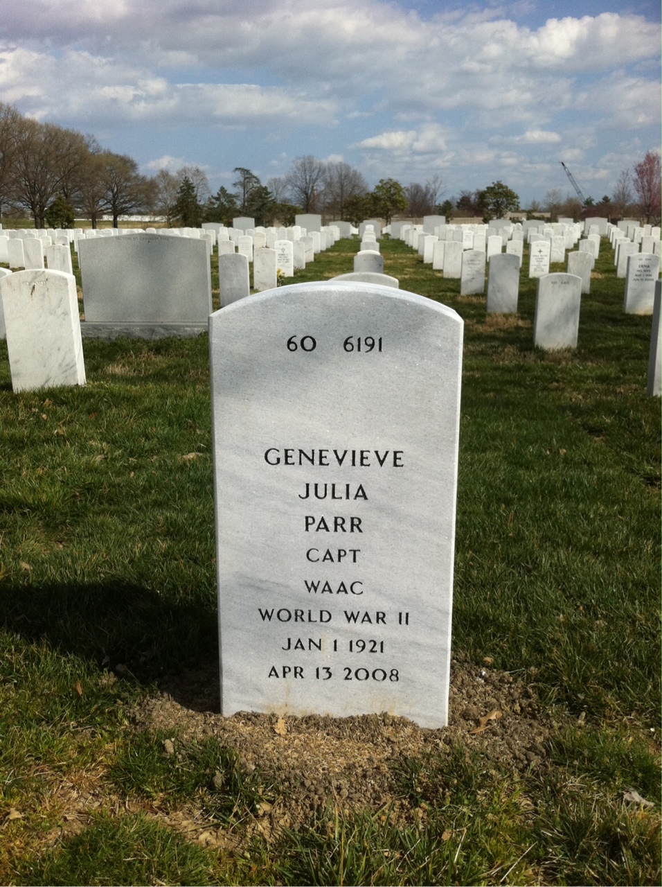 Back of headstone — Genevieve Parr