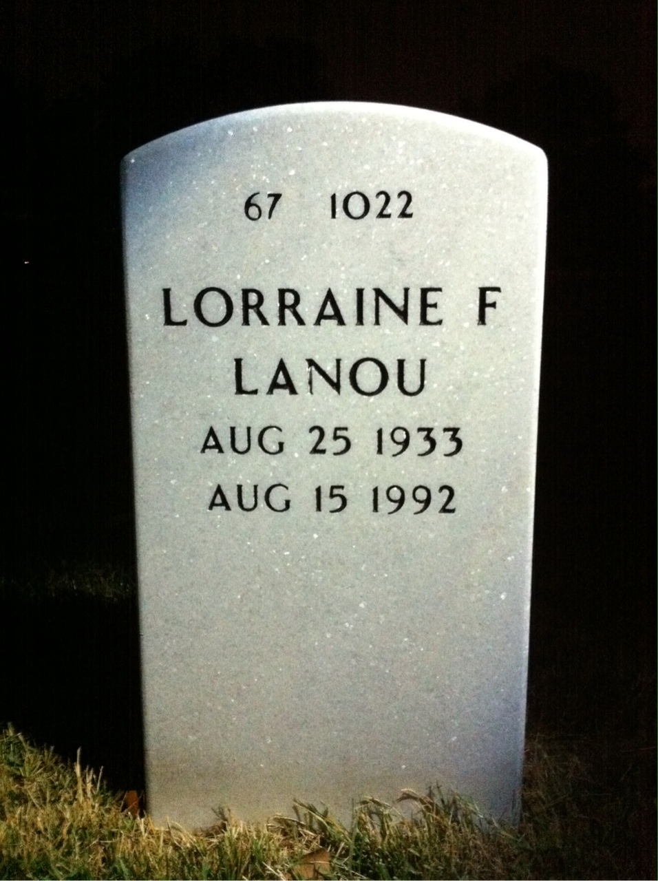 Back of headstone — William White