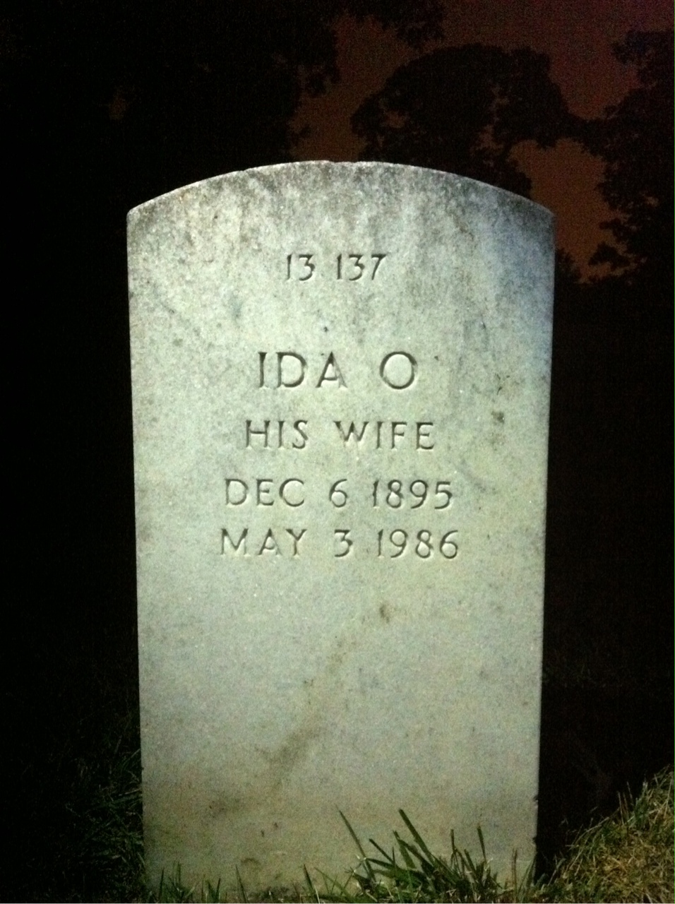 Back of headstone — Edgar Baker