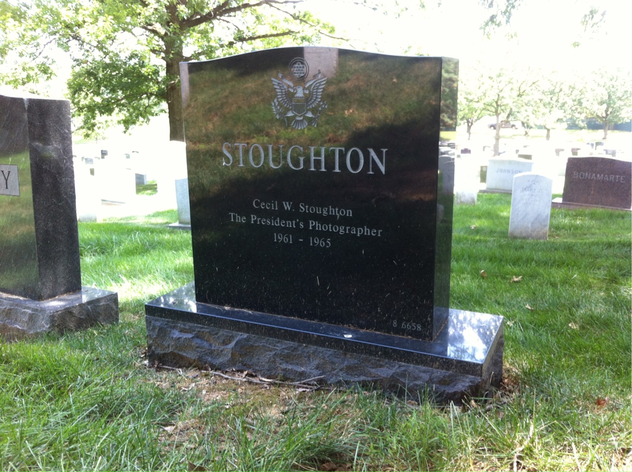 Back of headstone — Cecil Stoughton