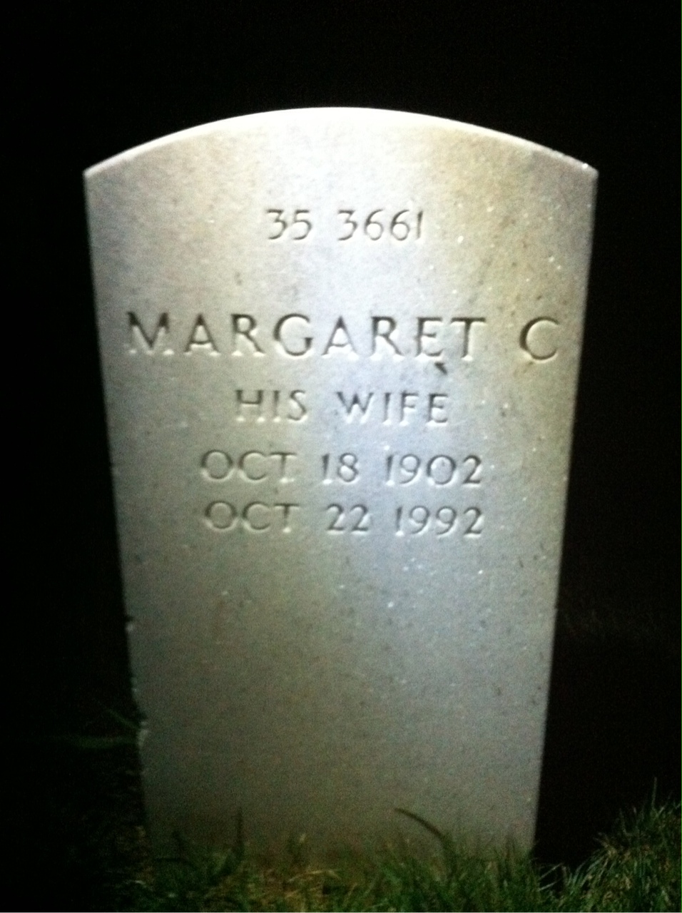 Back of headstone — Margaret Arwood