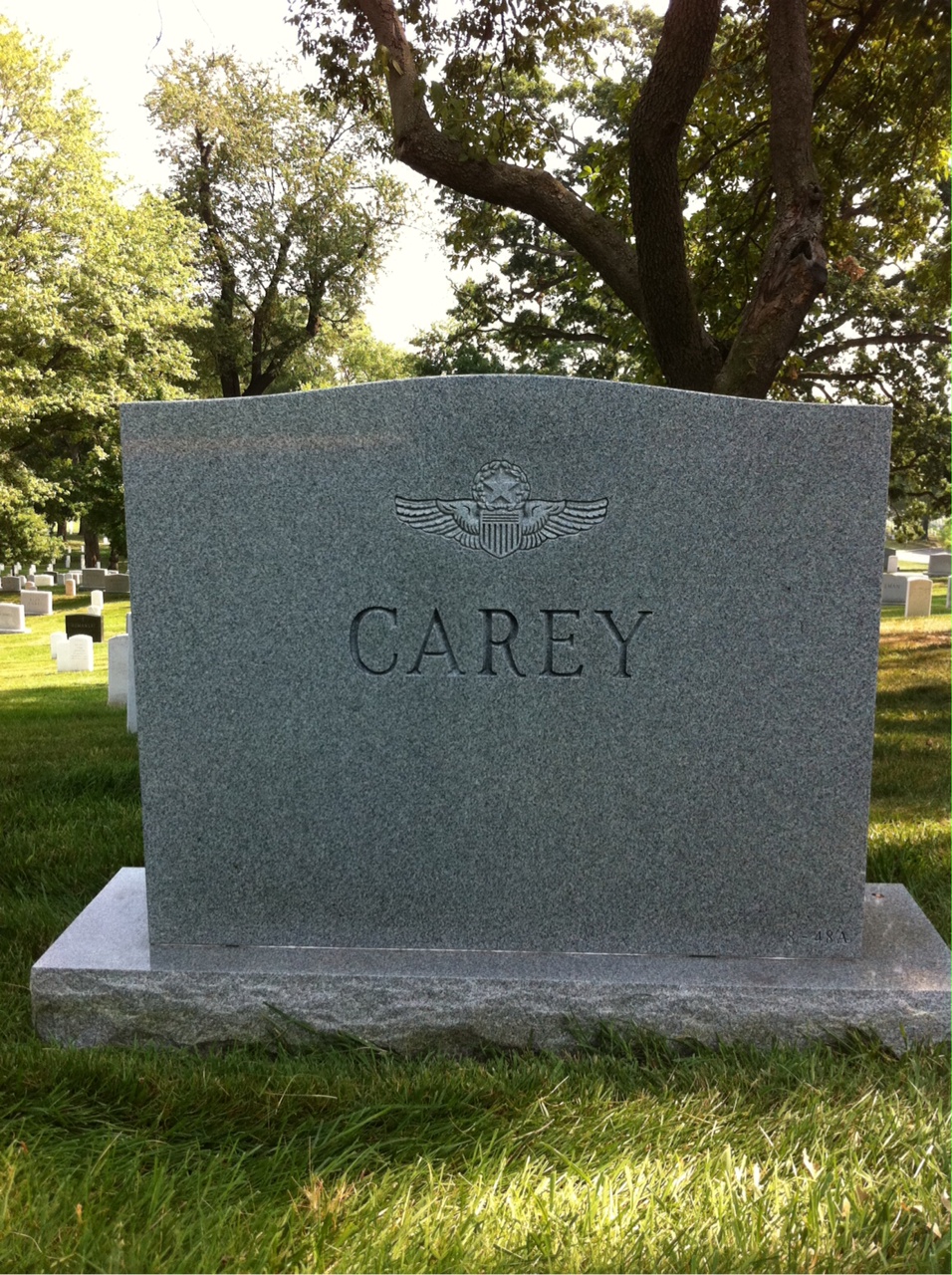 Back of headstone — John Carey