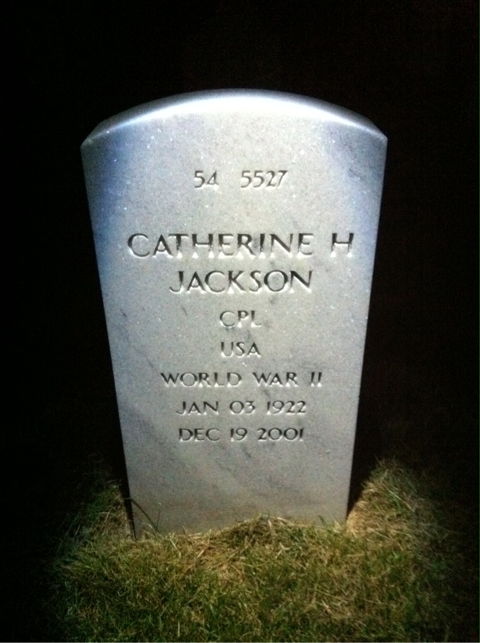 Back of headstone — Harry C Jackson