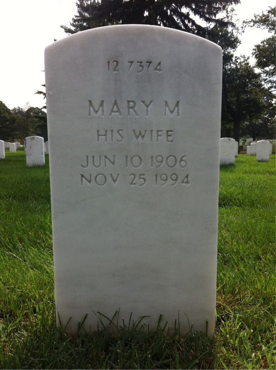 Back of headstone — Mary Bennington