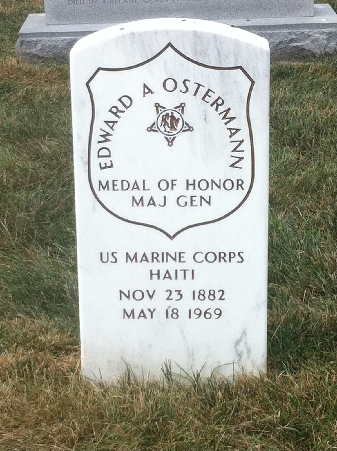 Headstone shared by 2 interments, including Edward Ostermann