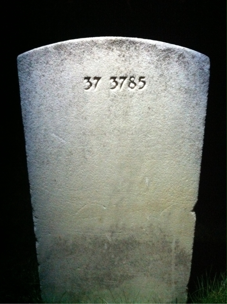 Back of headstone — Thomas John Hoover