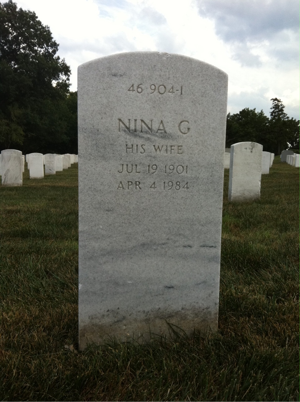 Back of headstone — Nina Anderson