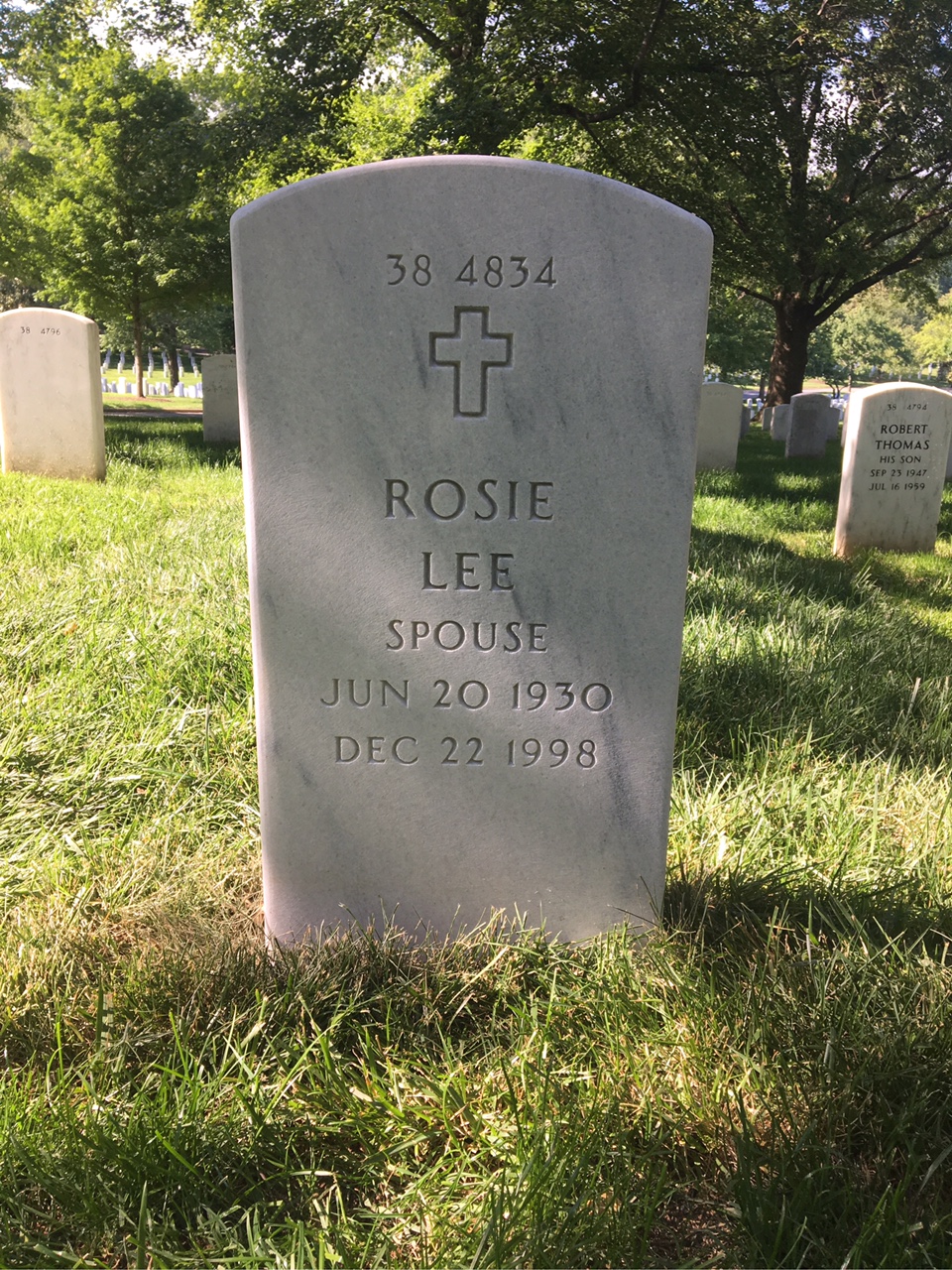 Back of headstone — Jessie Baker