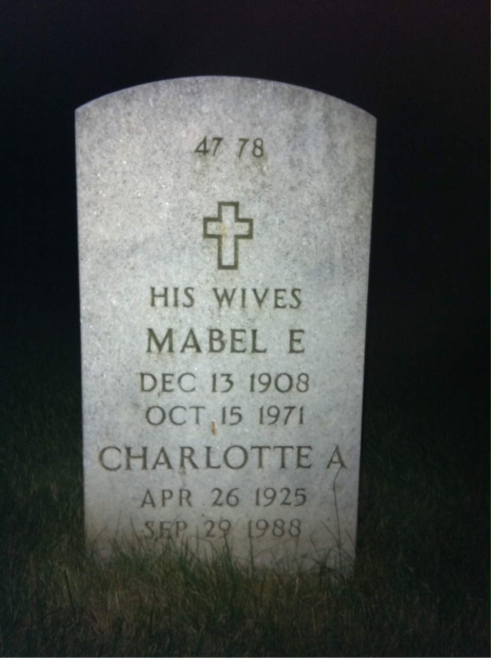 Back of headstone — Mabel Moore