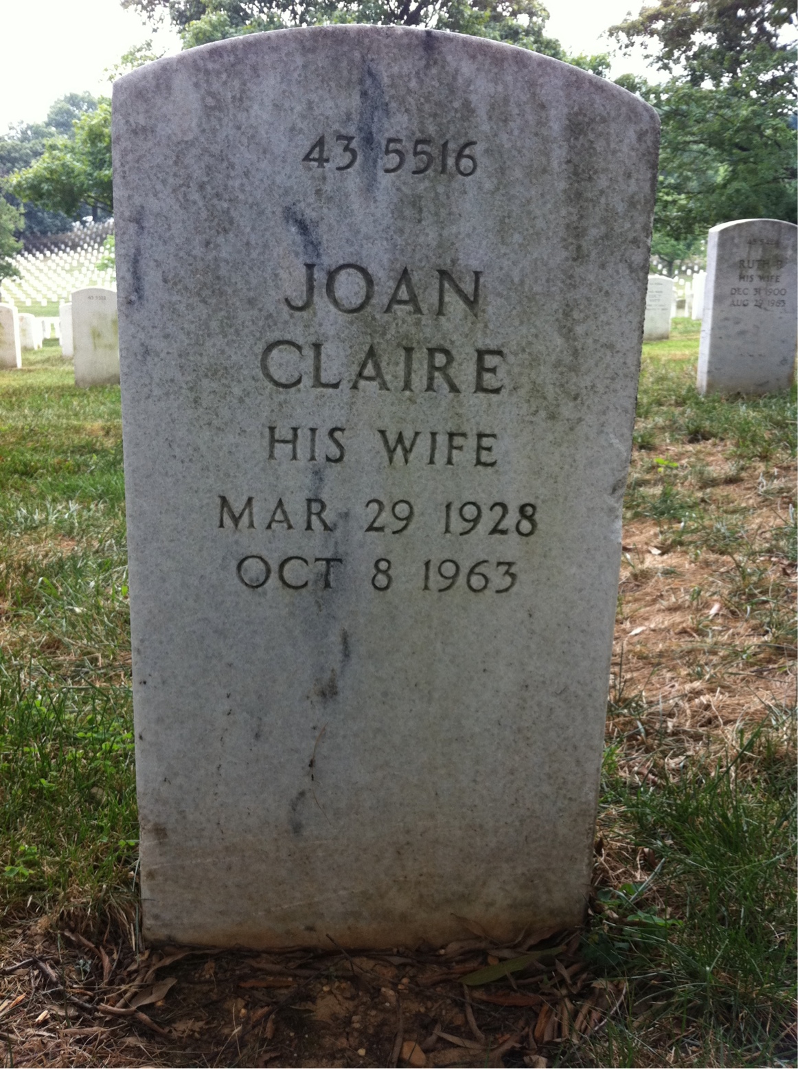Back of headstone — Joan Murphy