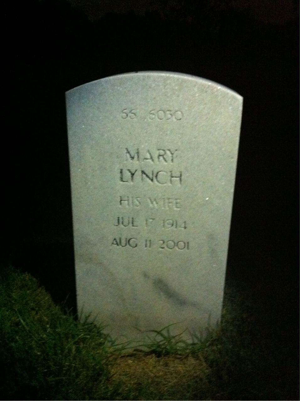 Back of headstone — Mary Mower