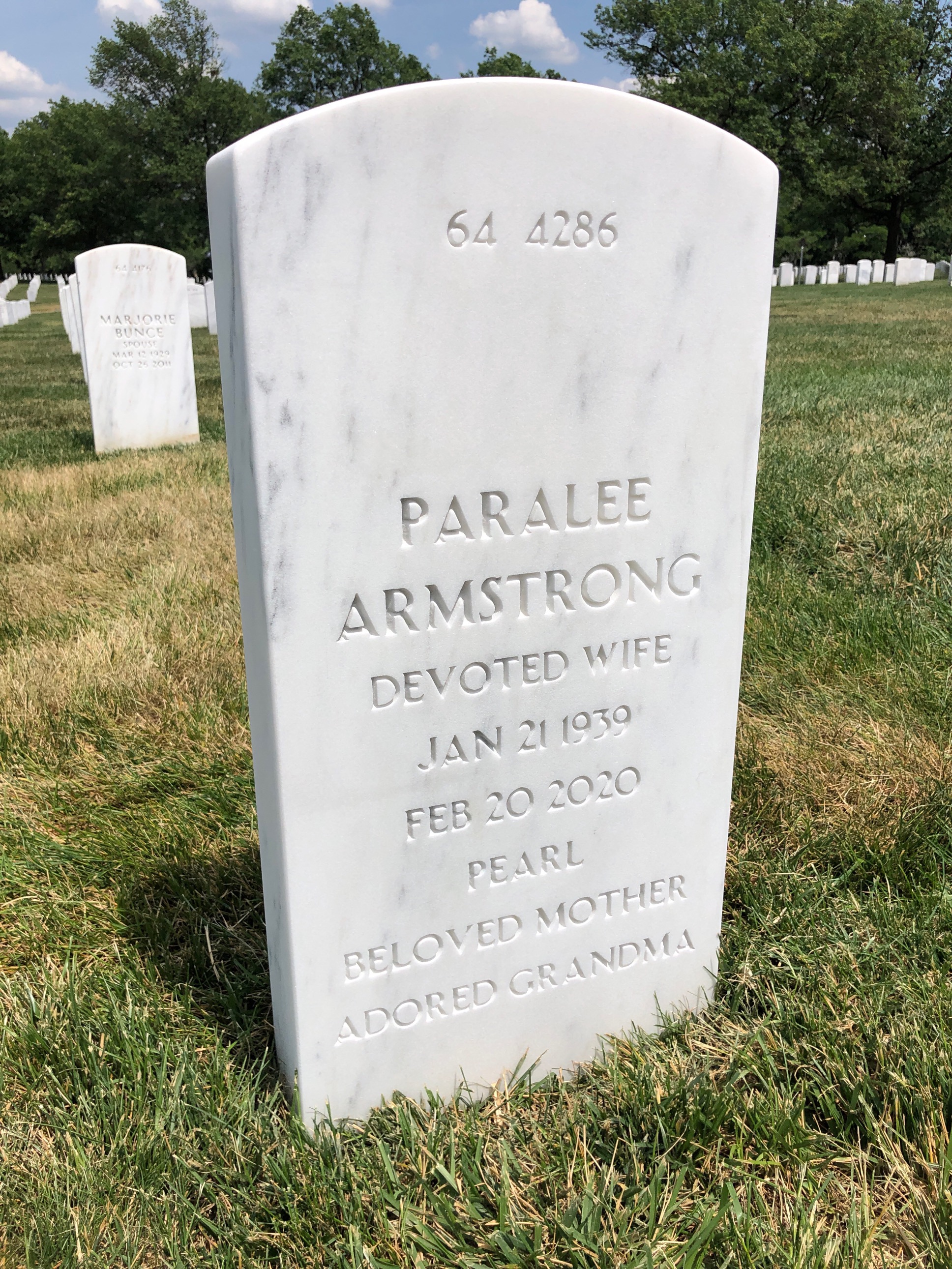 Back of headstone — Levi Armstrong