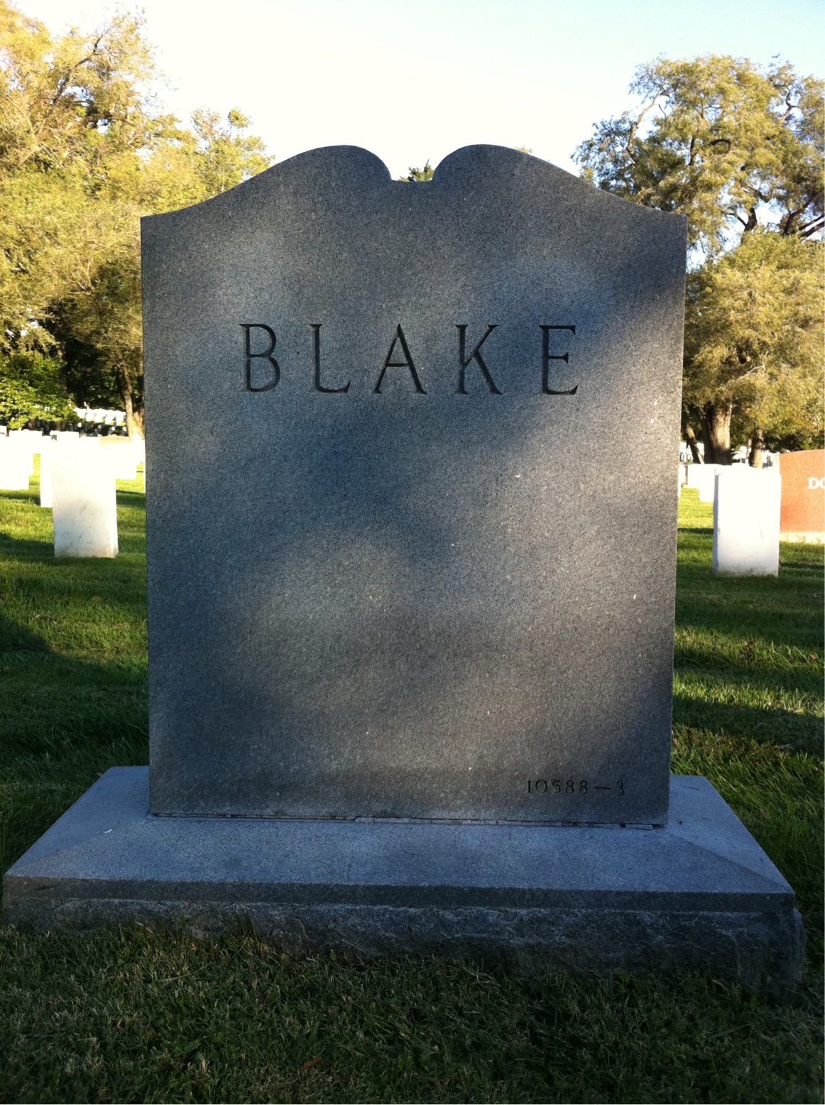 Back of headstone — John Blake
