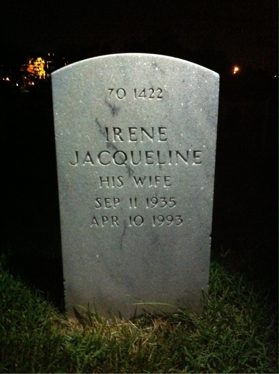 Back of headstone — Zane Armstrong Traister