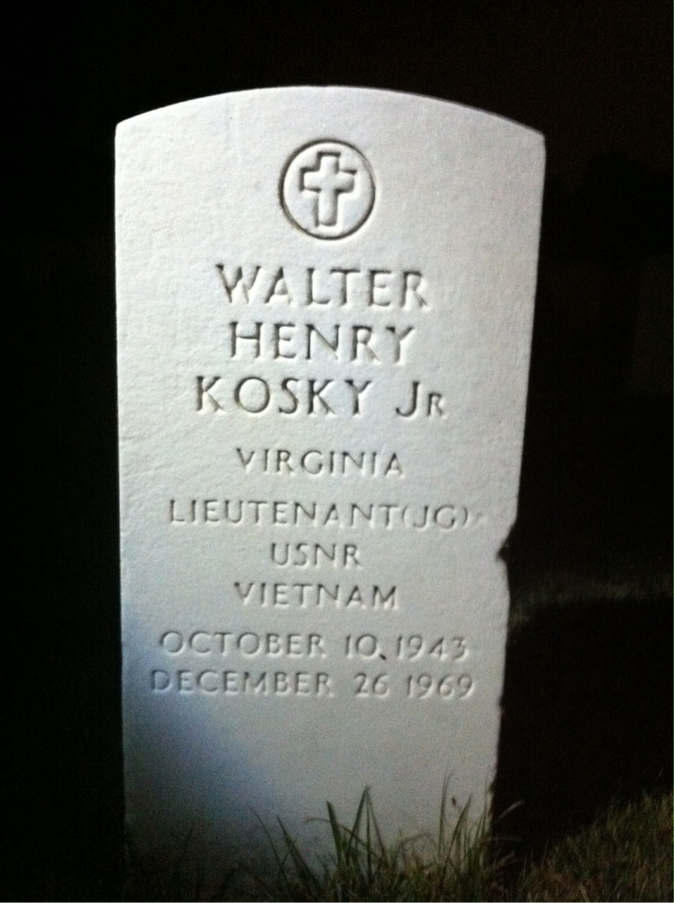 Back of headstone — Walter Henry Kosky