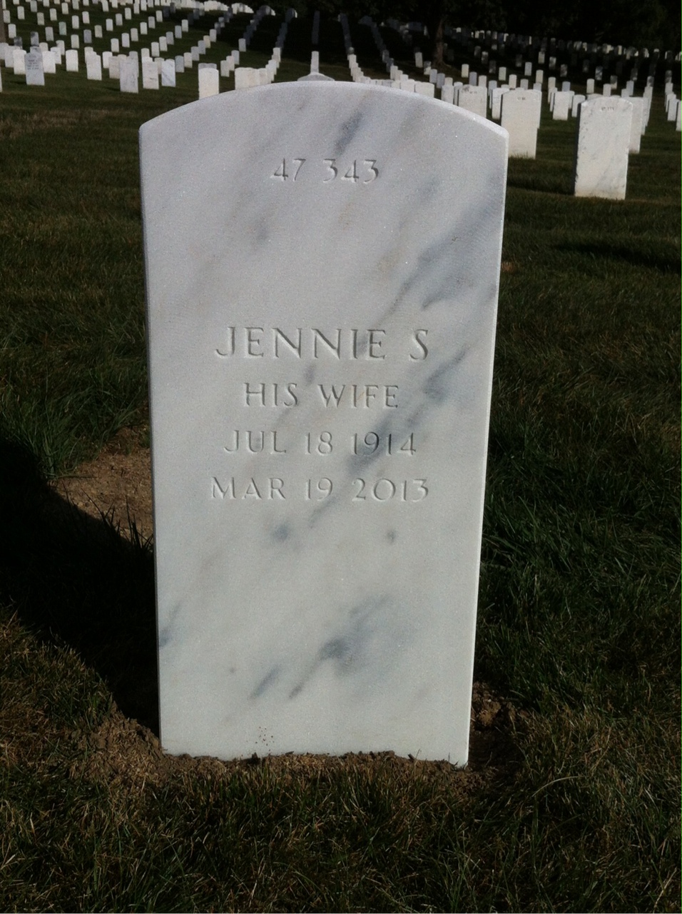 Back of headstone — Raymond Toliver