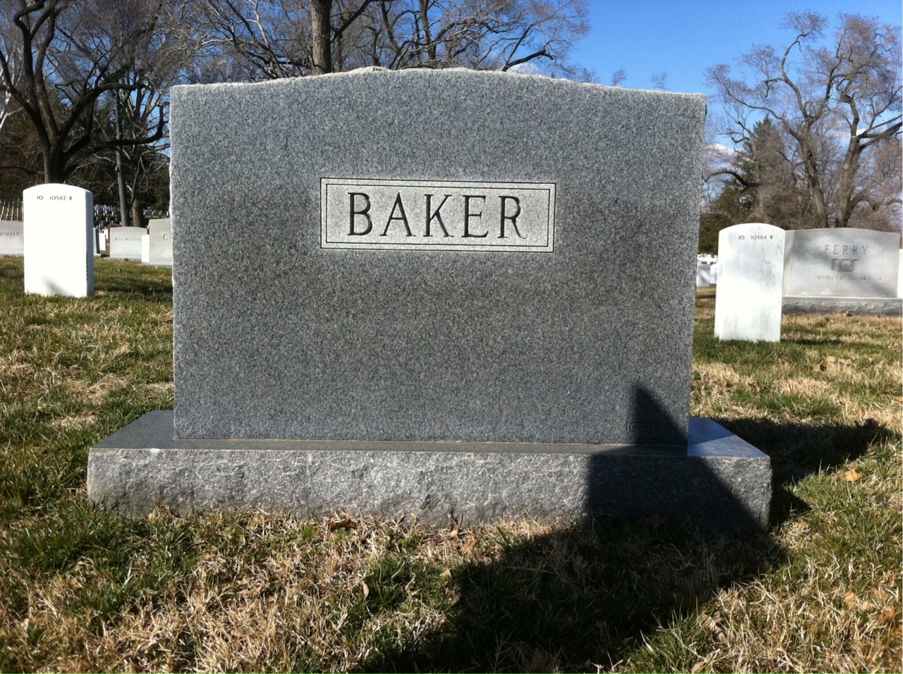 Back of headstone — William Baker