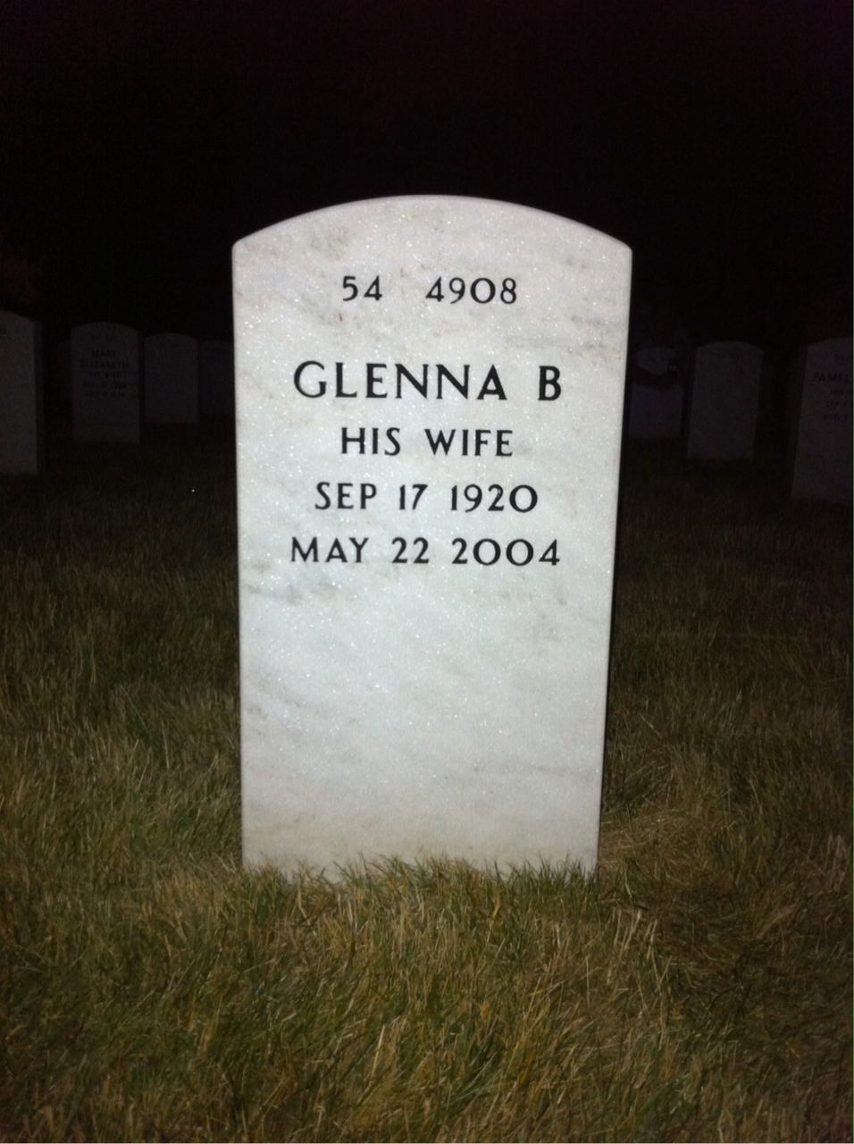 Back of headstone — Warren Delker