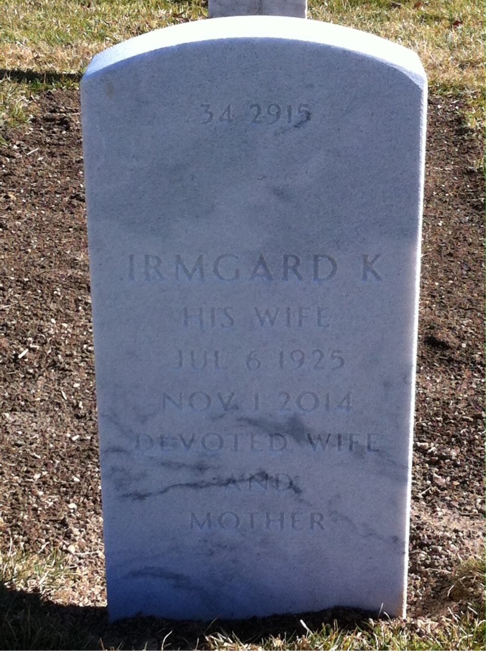 Back of headstone — Roland Lauziere