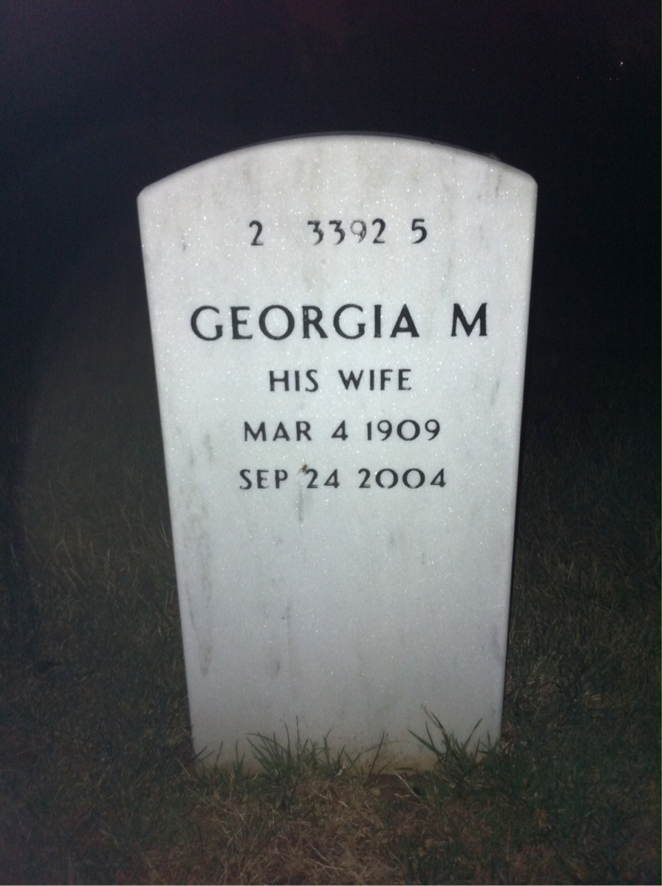 Back of headstone — Frank Johnson