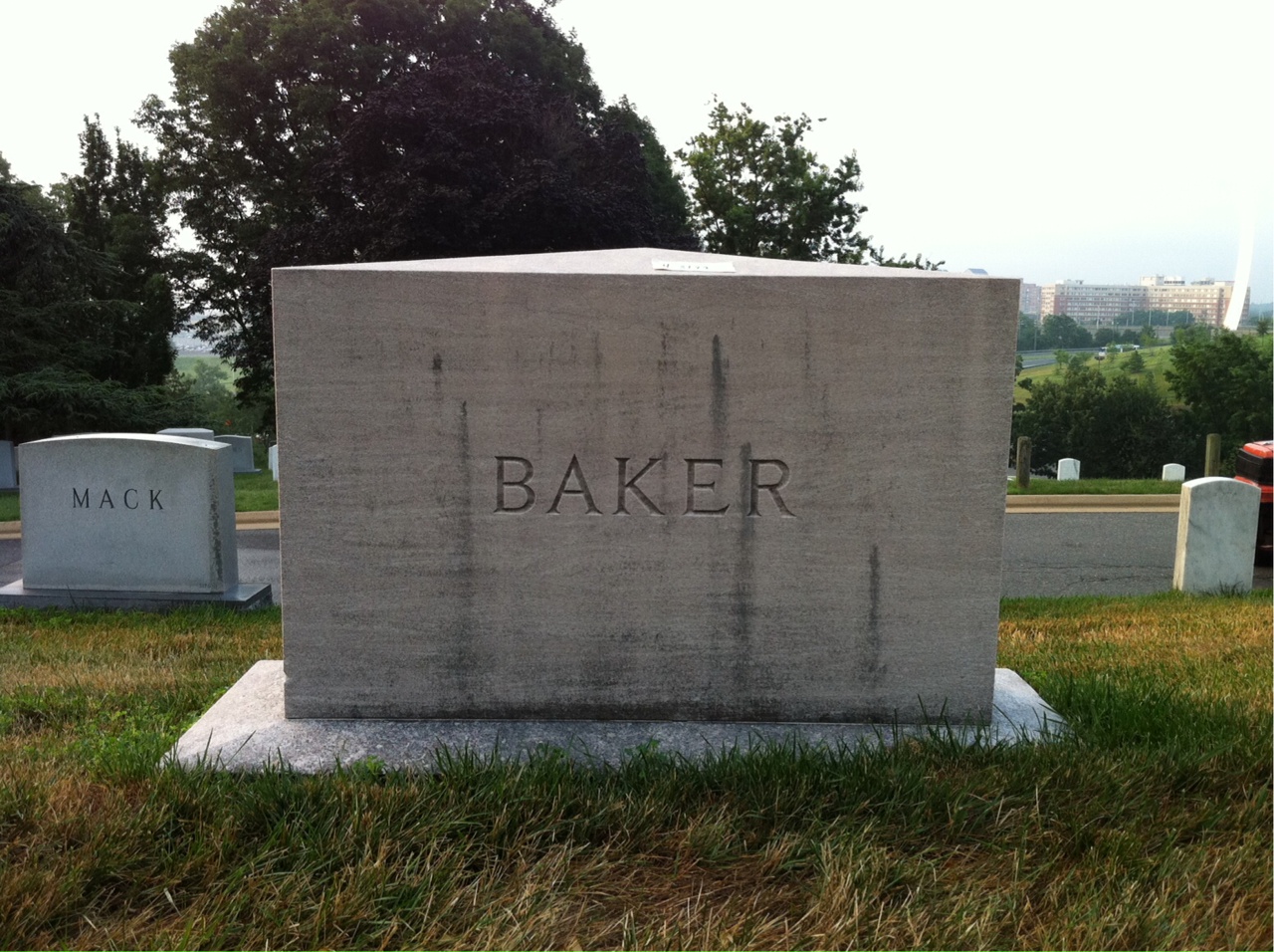 Back of headstone — Charles Baker