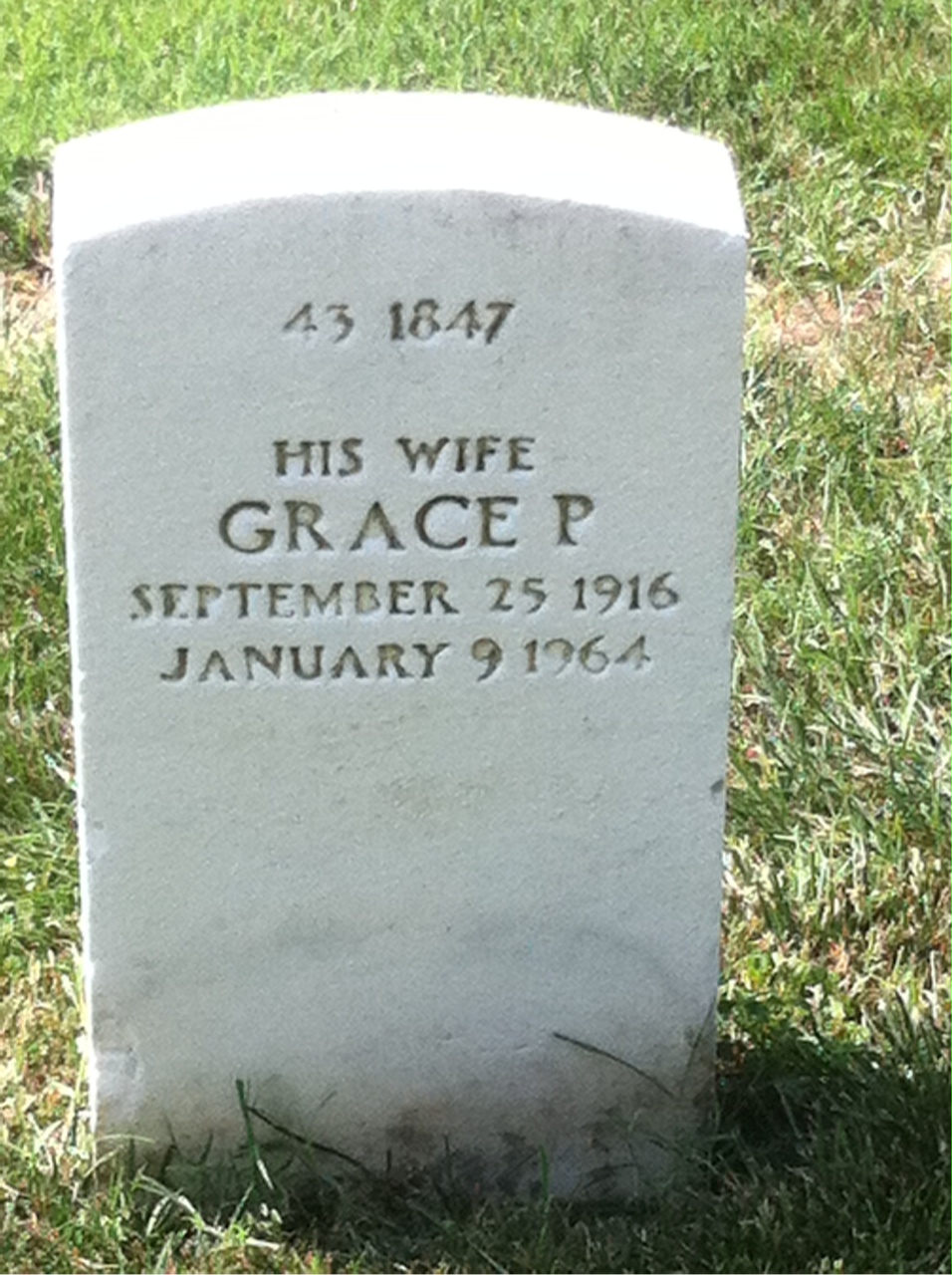 Back of headstone — William J Hutchison