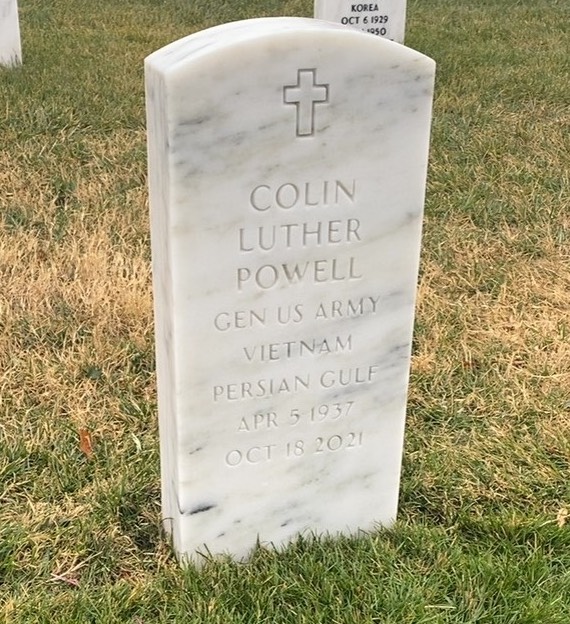 Headstone shared by 2 interments, including Colin Luther Powell