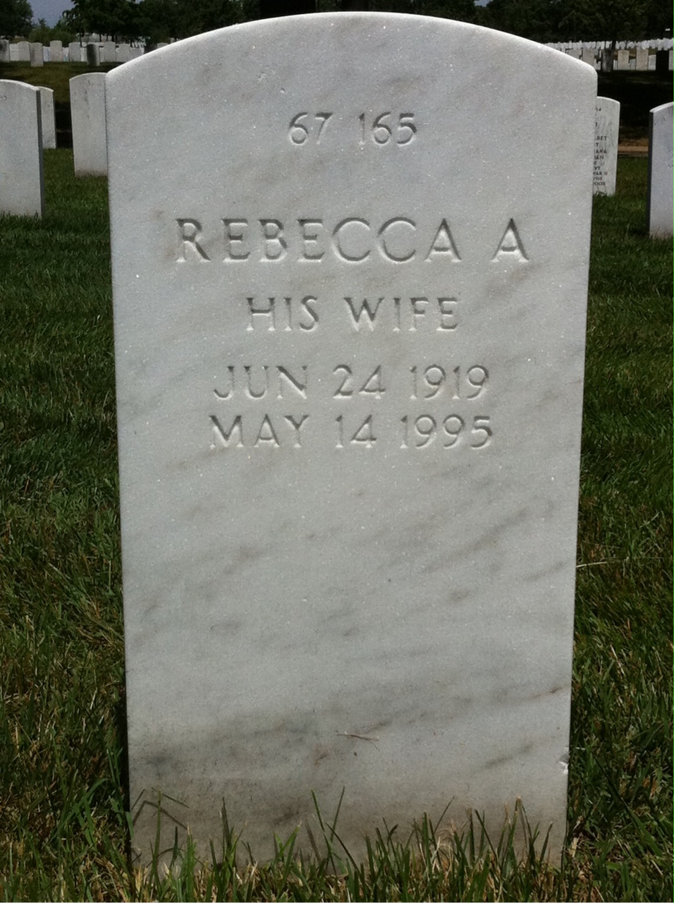 Back of headstone — Rebecca Andrews