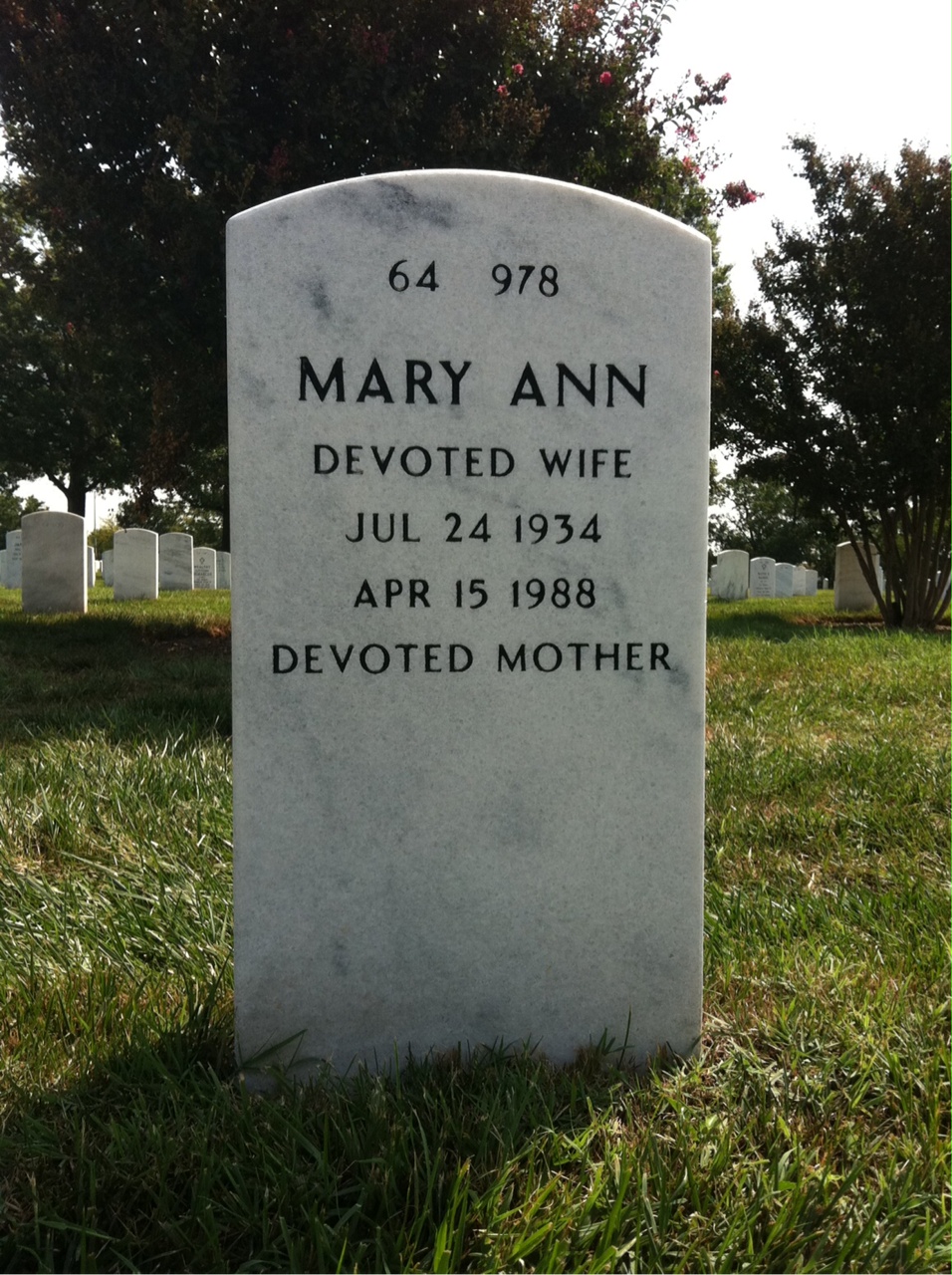 Back of headstone — Thomas Pianka
