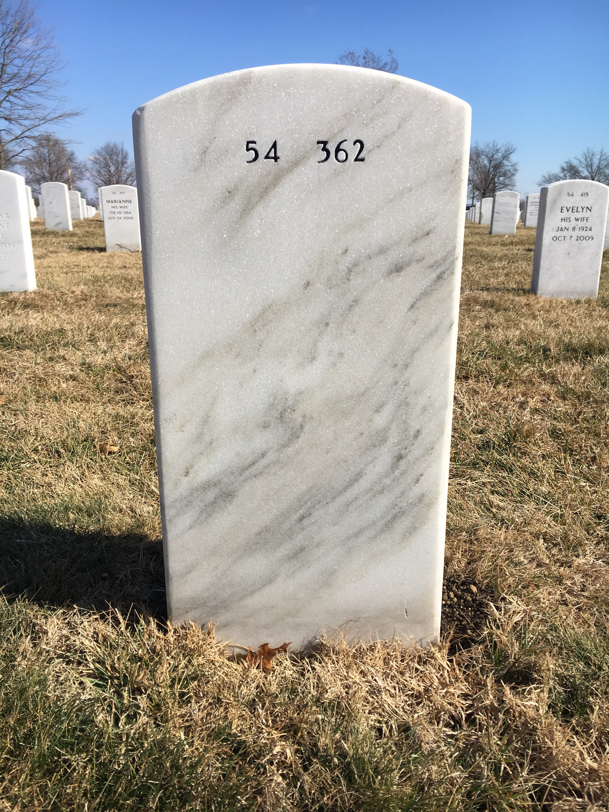 Back of headstone — Eric Hinger