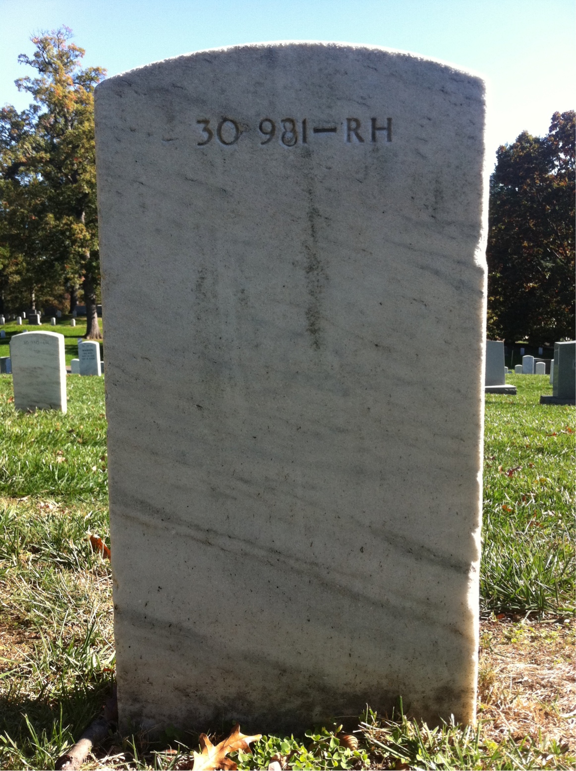 Back of headstone — Robert Hanson