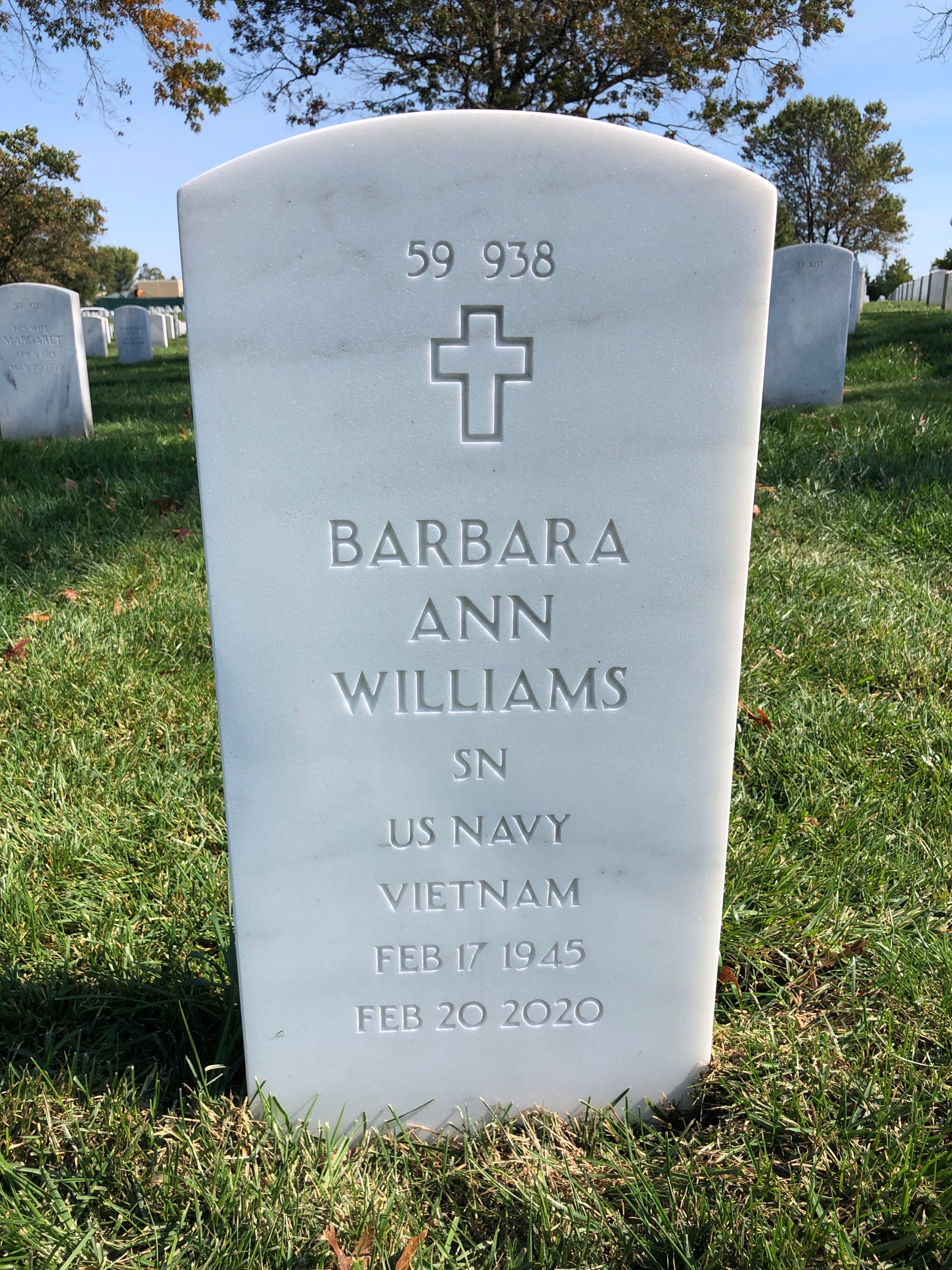 Back of headstone — Donald Albert Williams