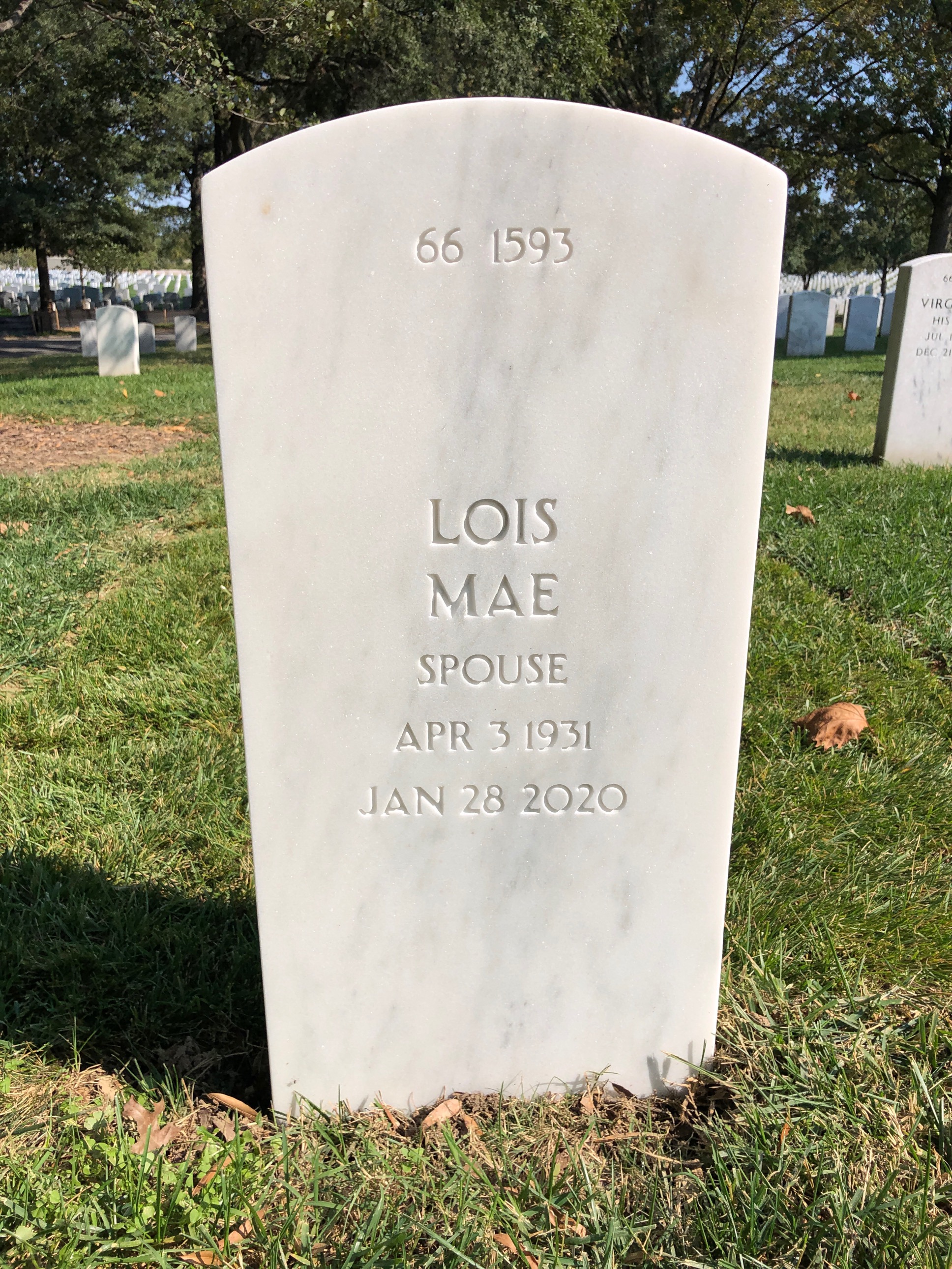 Back of headstone — Gerald Webb
