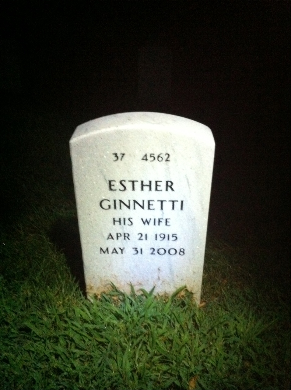 Back of headstone — Robert Hawkins