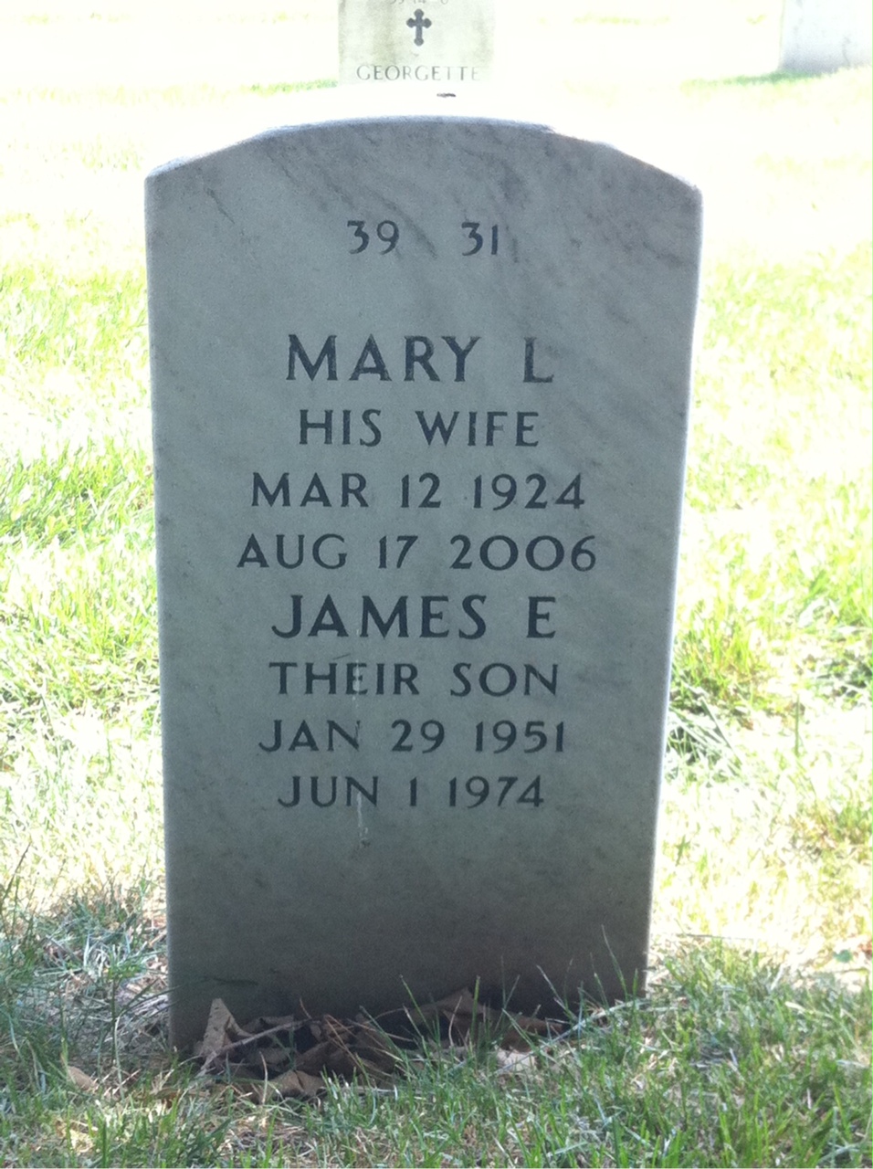 Back of headstone — William Harvey
