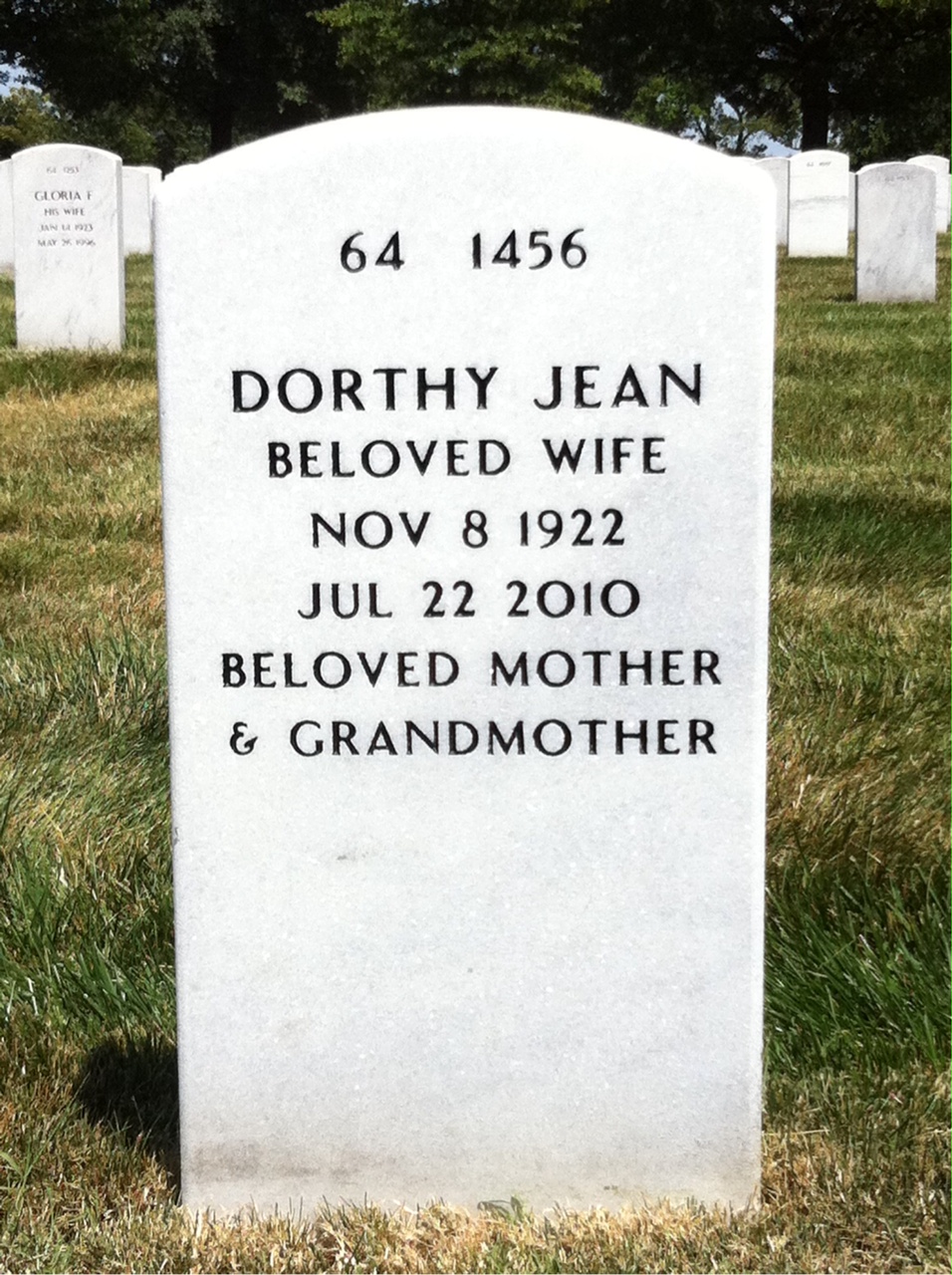 Back of headstone — John Bado