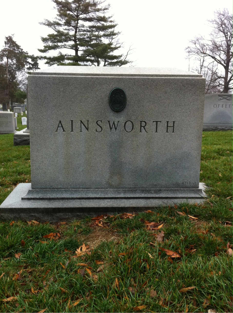 Back of headstone — Walden Ainsworth