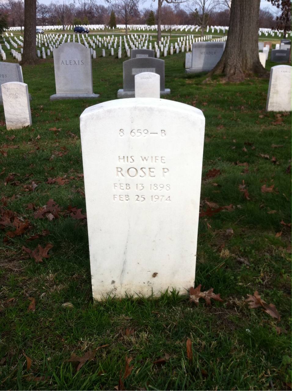 Back of headstone — Rose Mueller