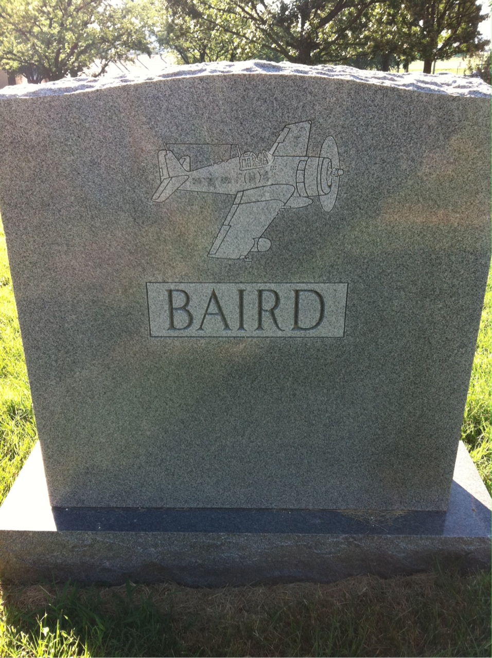 Back of headstone — Jane Baird