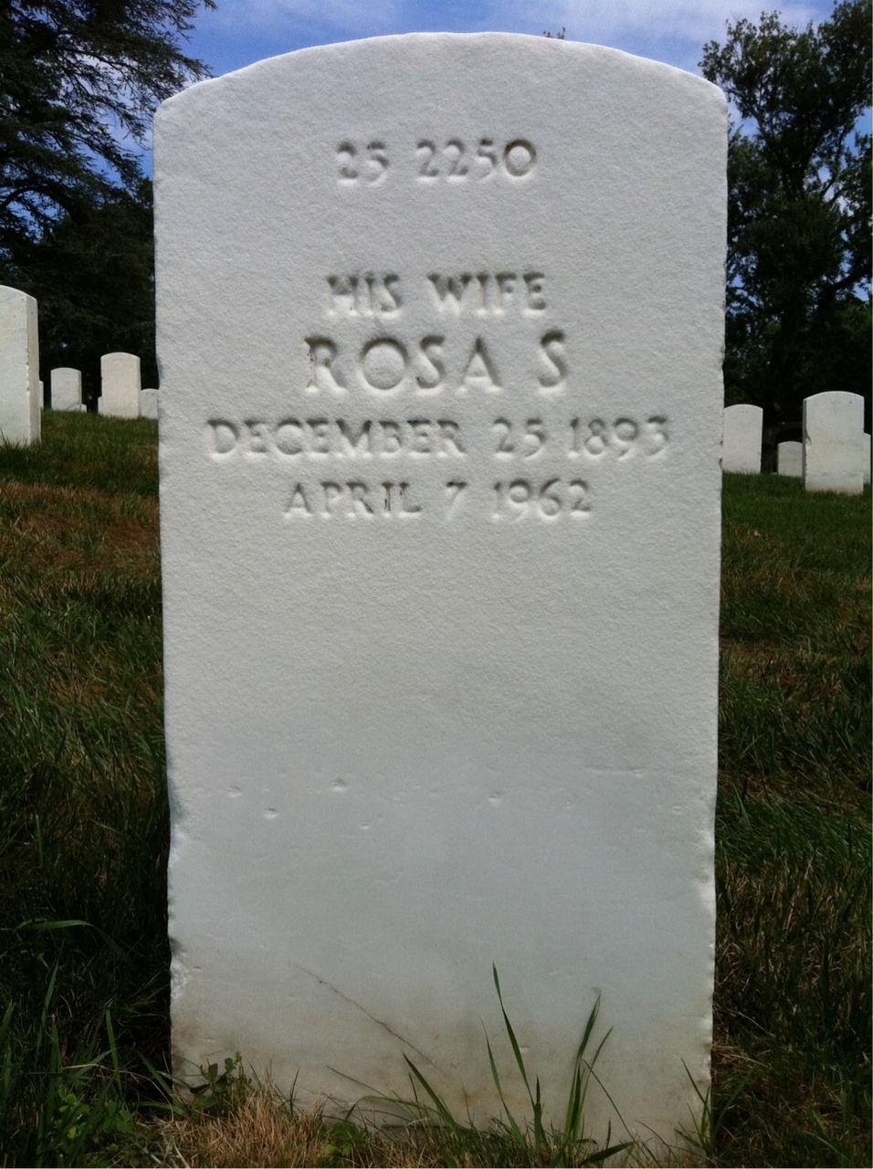 Back of headstone — William Anderson