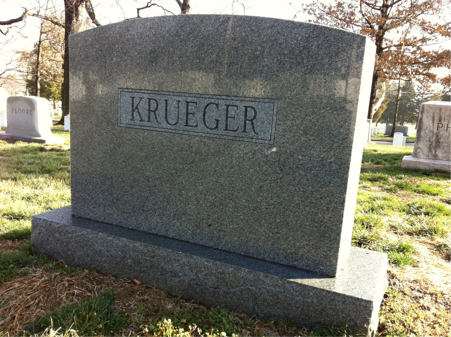 Back of headstone — Orrin Krueger