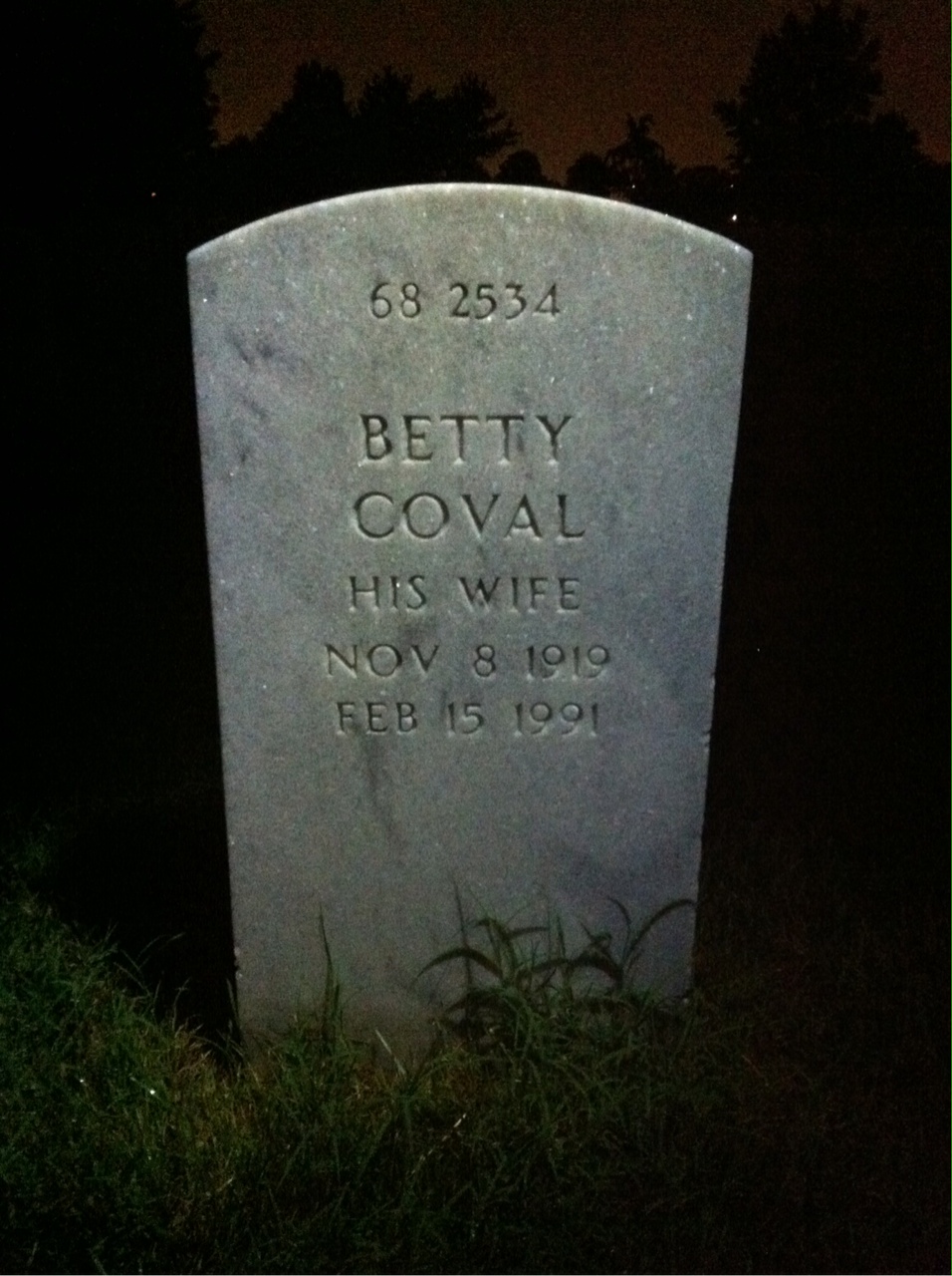 Back of headstone — William White