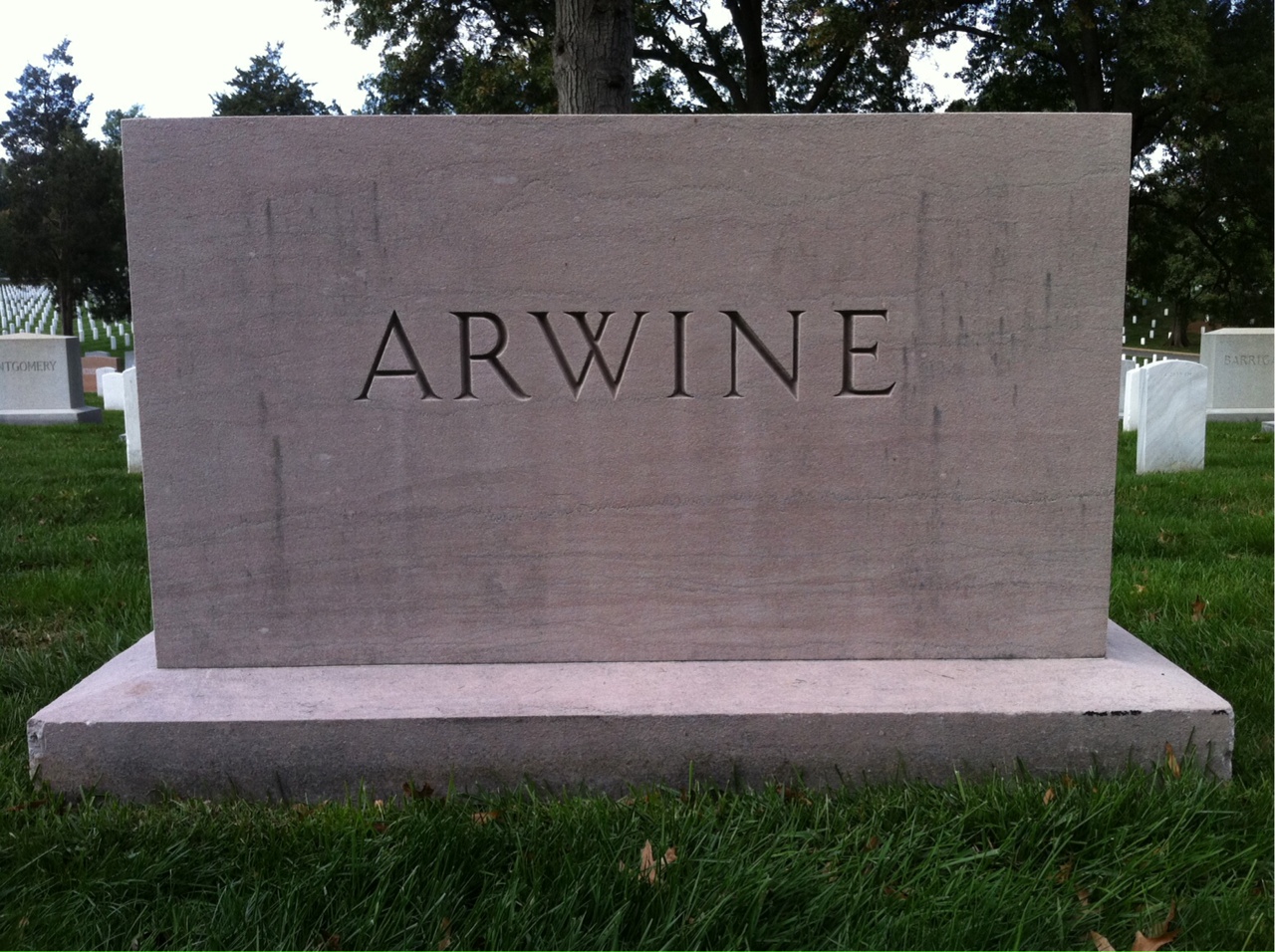 Back of headstone — Shryock Arwine