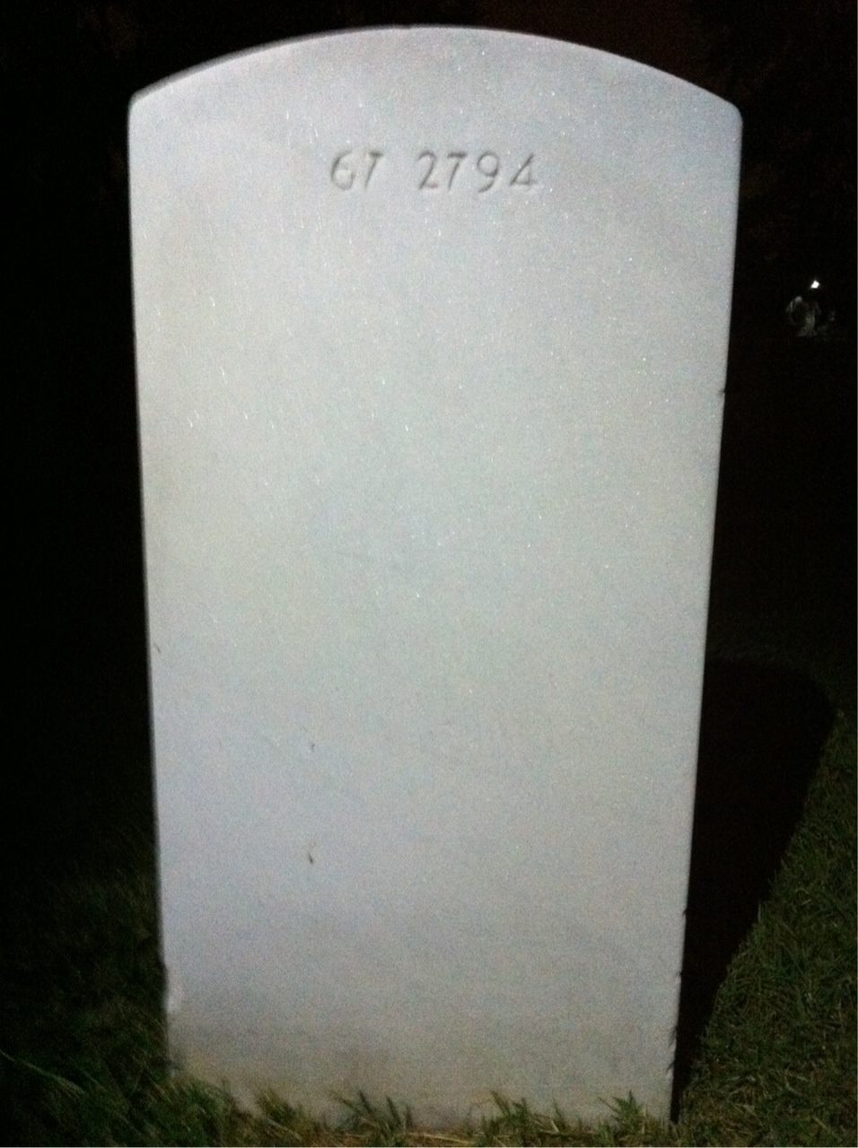 Back of headstone — Patrick Alexander Sullivan