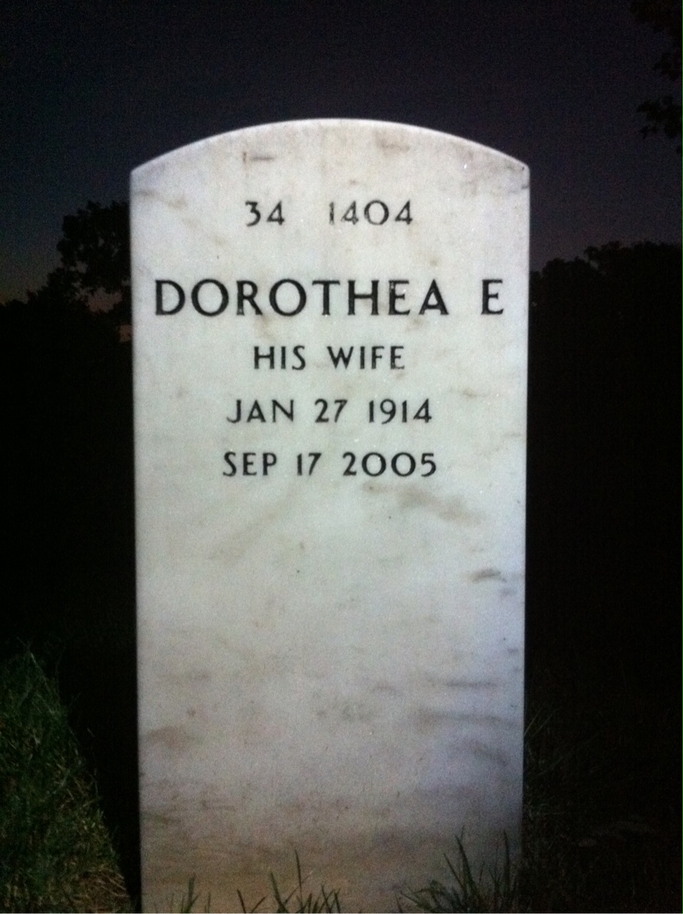 Back of headstone — Thomas Oliver