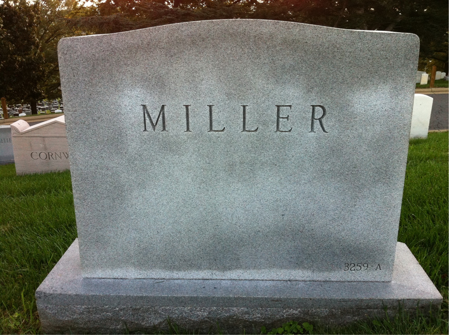 Back of headstone — Wilma Miller