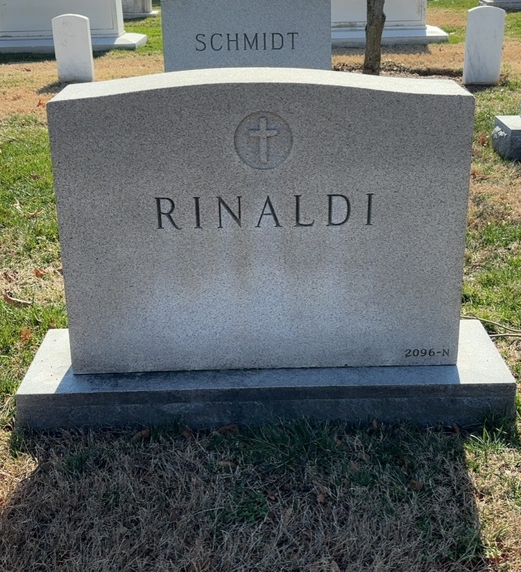 Back of headstone — Emil Rinaldi