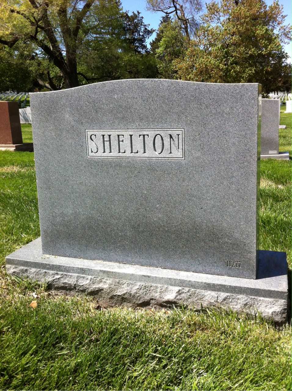 Back of headstone — James Shelton