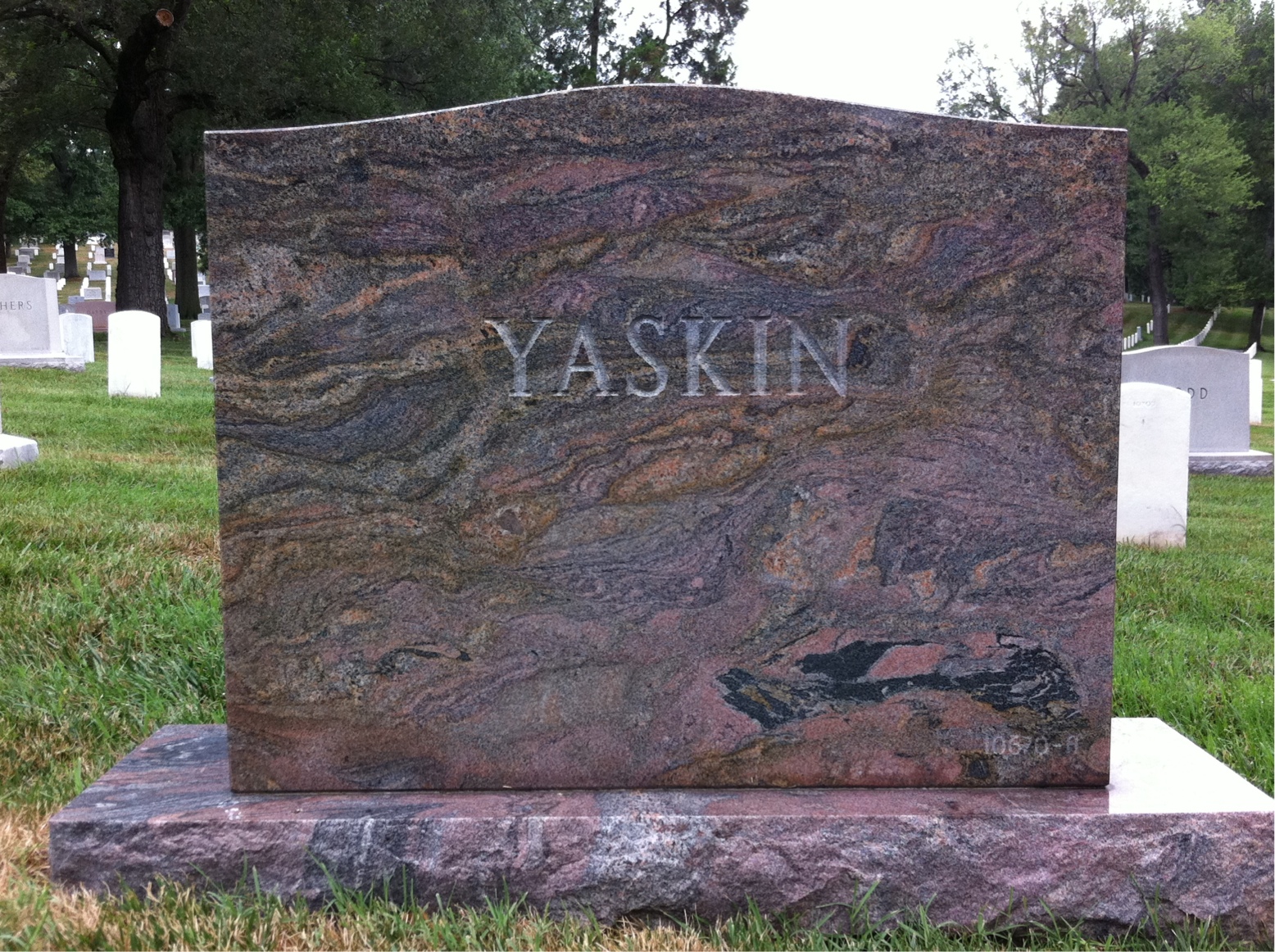 Back of headstone — Peter Yaskin